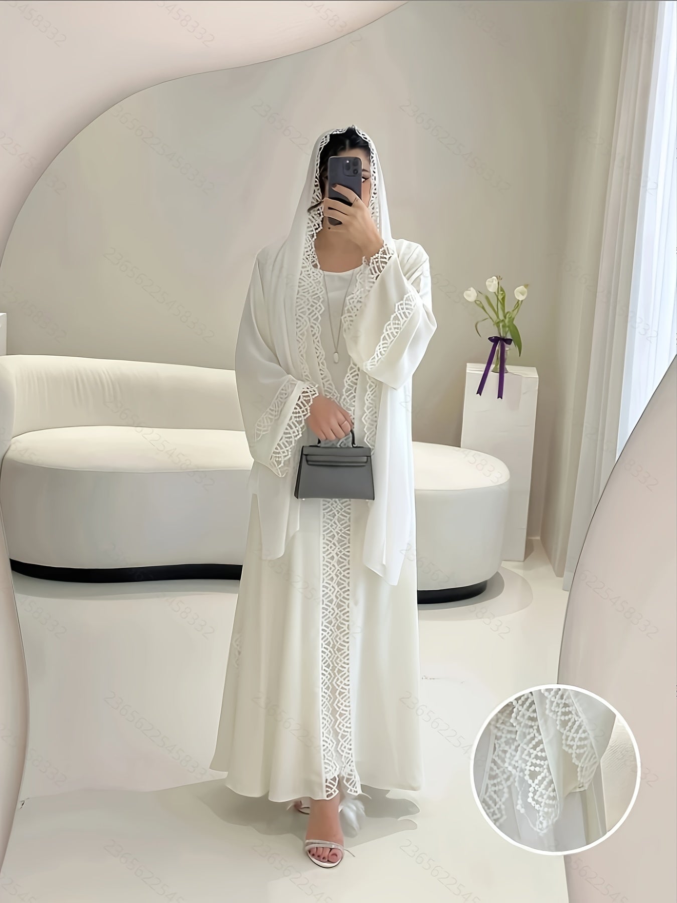 Open Robe Set with Lace, Sleeveless Vest Dress 2pcs - Lightweight, Simple and Breathable, Suitable for Spring/Summer