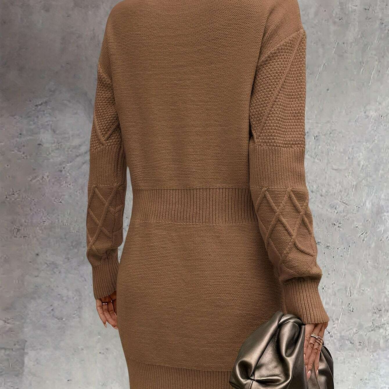 Oversized Chunky Ribbed Knit Sweater Dress for Women - D&M Boutique