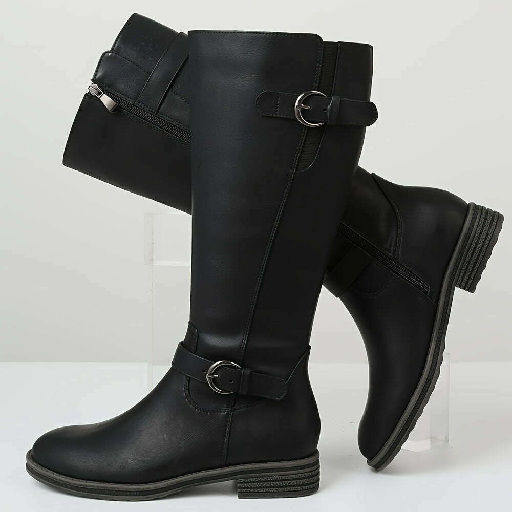 Thick Heel High Top Riding Boots