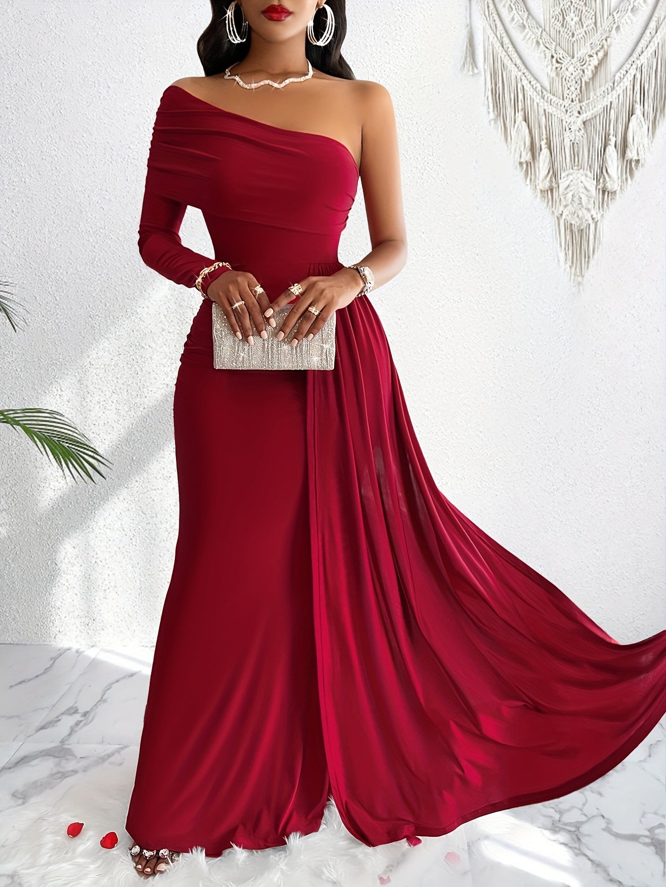 One-Shoulder Bodycon Swing Dress