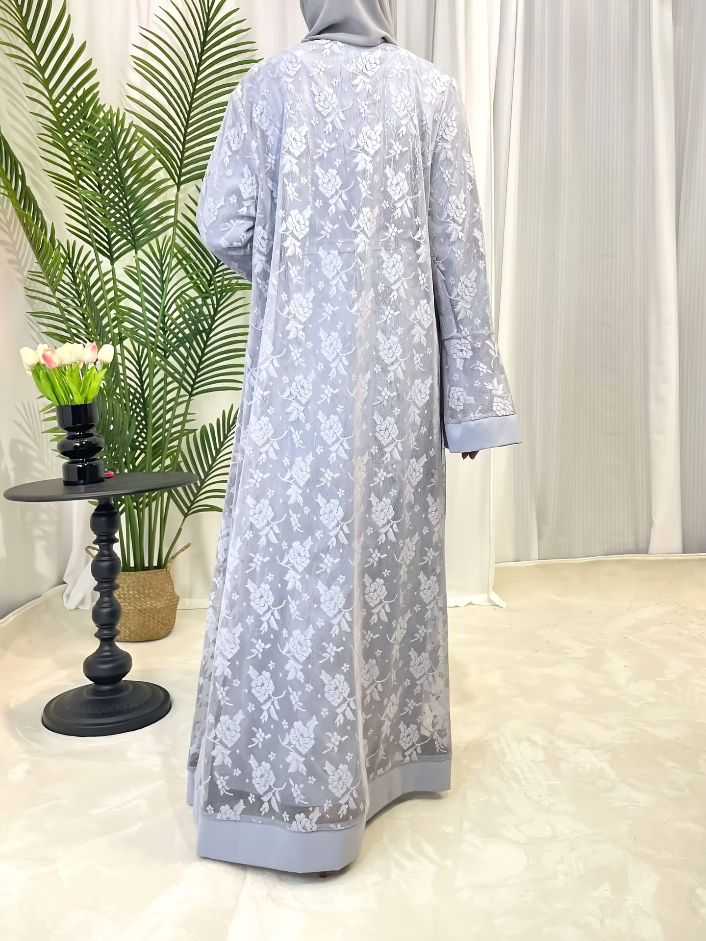 Elegant Ramadan Lace Robe Set 6420 - Long, Elegant Design for Special Occasions