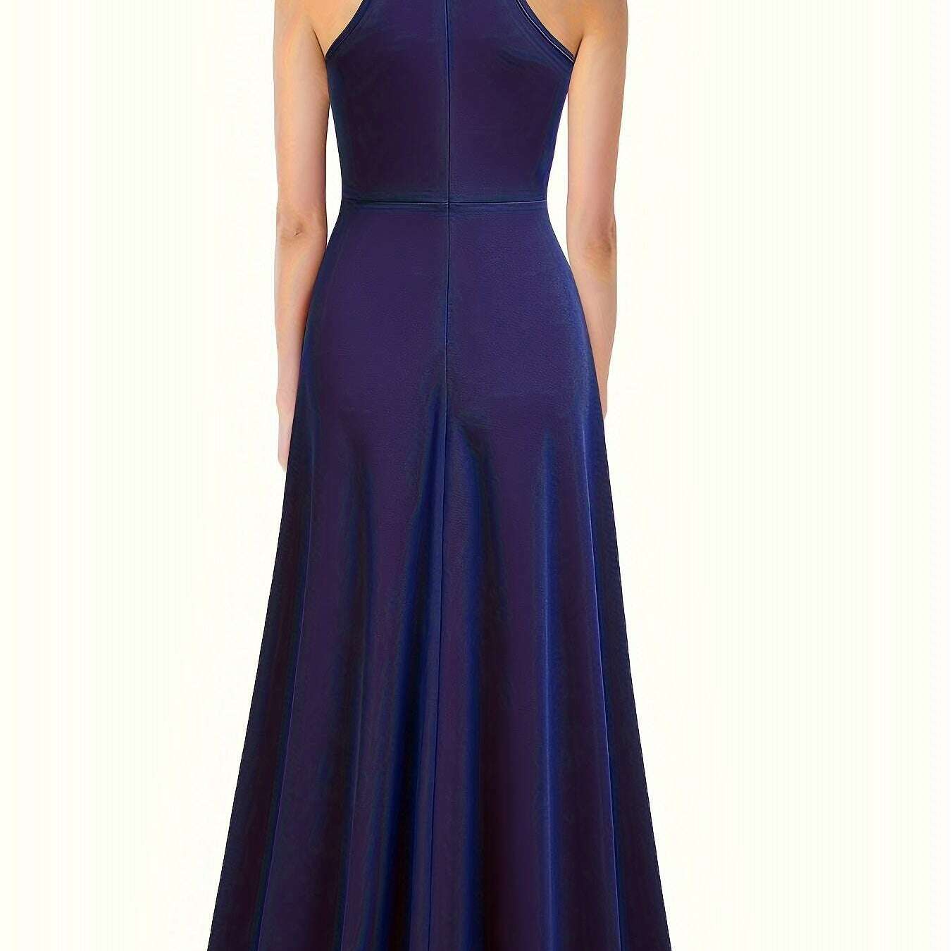 Solid Color Sleeveless Maxi Dress with Mock Neck & Split Detail - D&M Boutique