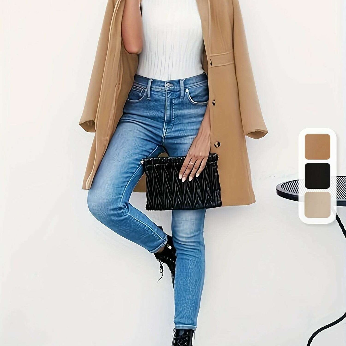 Long Sleeve Women's Single-Breasted Pea Coat for Work
