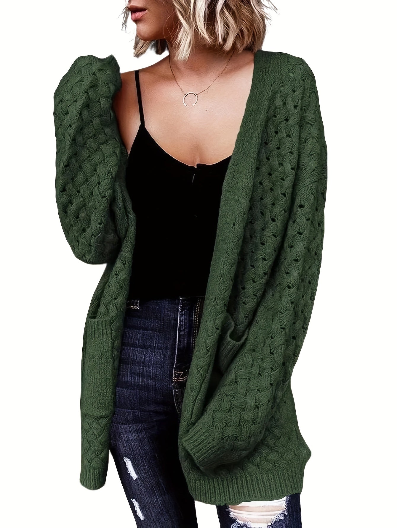 Cozy Longline Cardigan – Women's Casual Open Front Button-Up Sweater