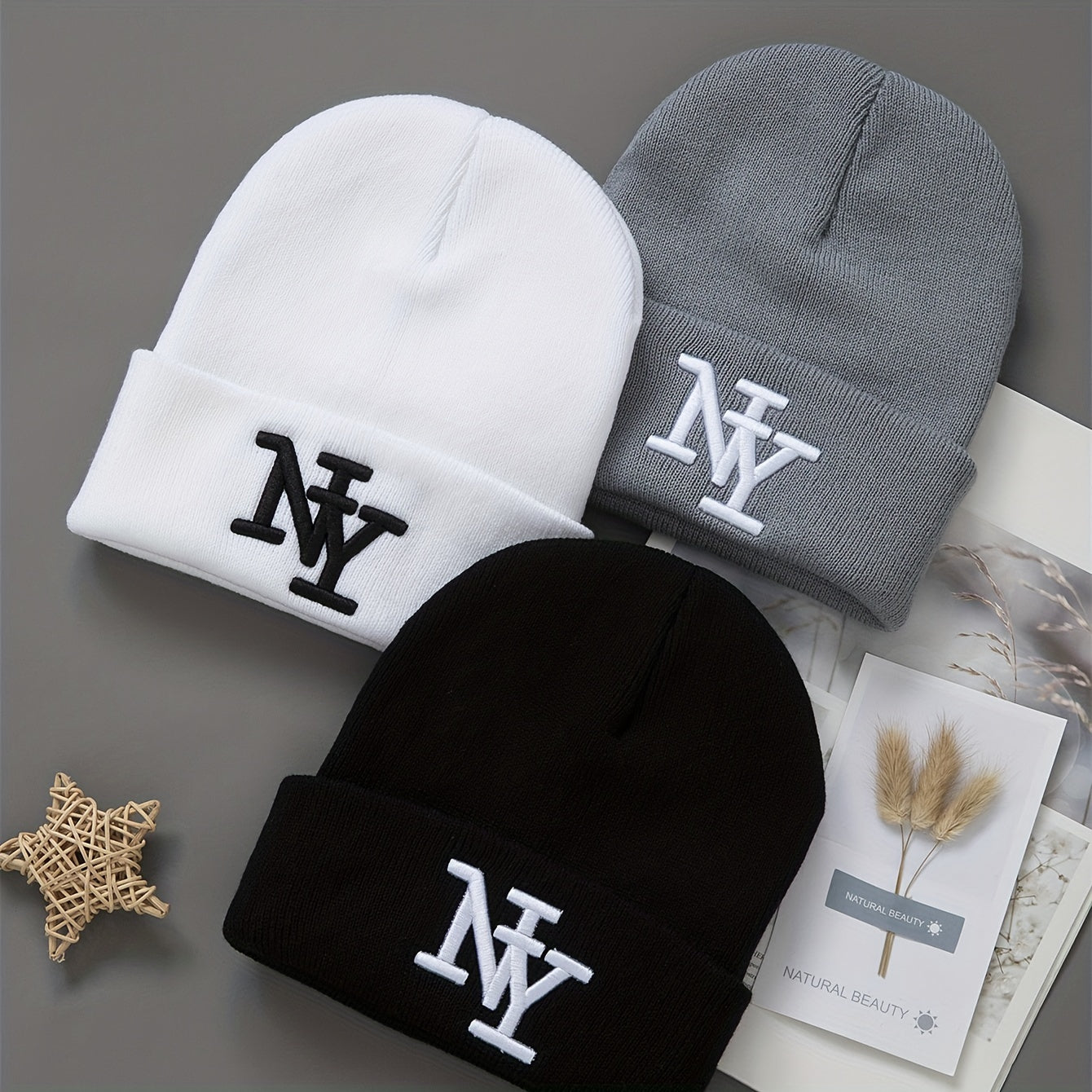 3-Pack Unisex Winter Beanie – Warm Solid Color Hat