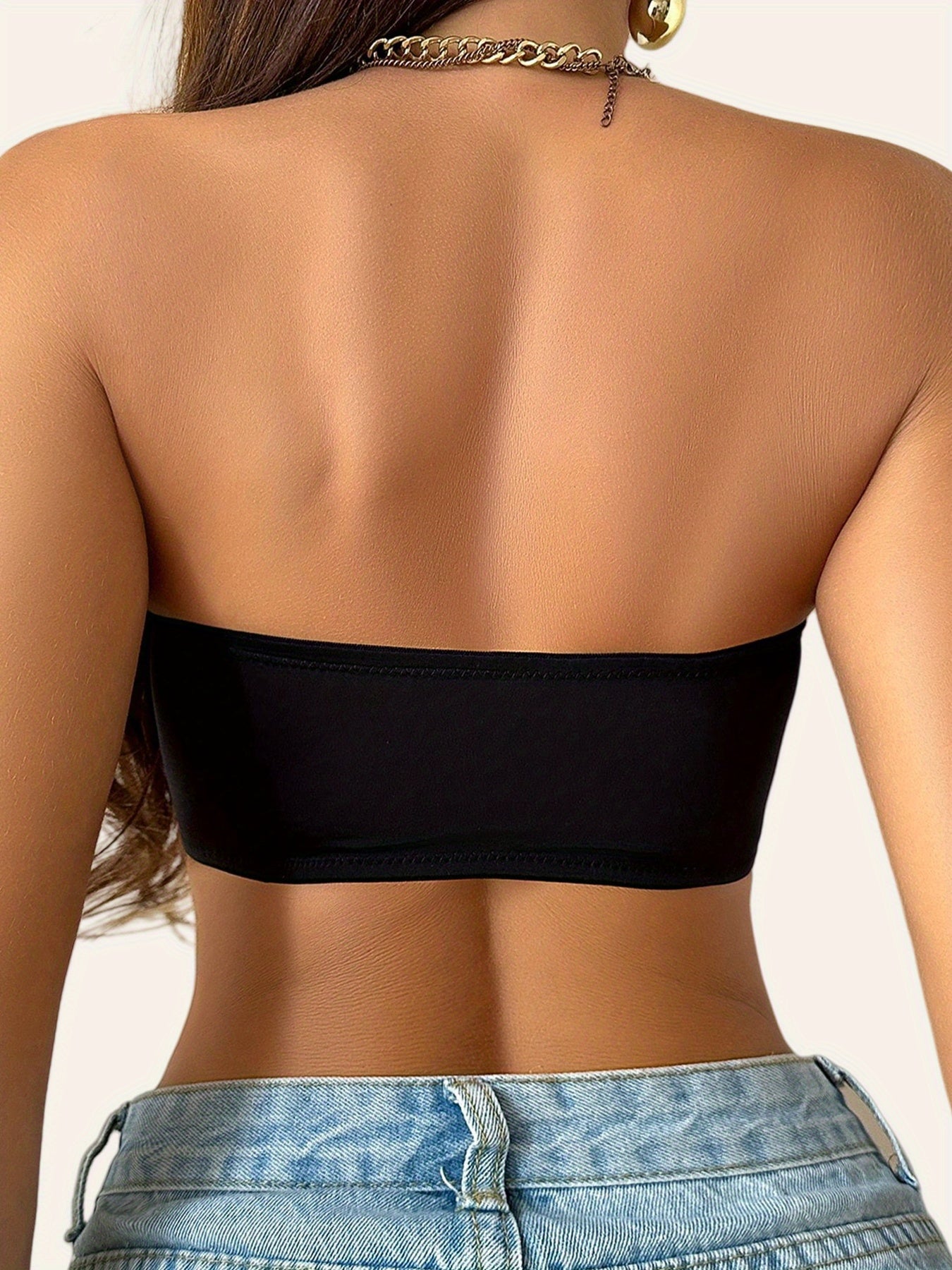 3pcs, Spring and Summer Style, Strapless, No Underwire, Front Closure, Removable Pads, Soft, Breathable, Comfortable, Anti-Displacement