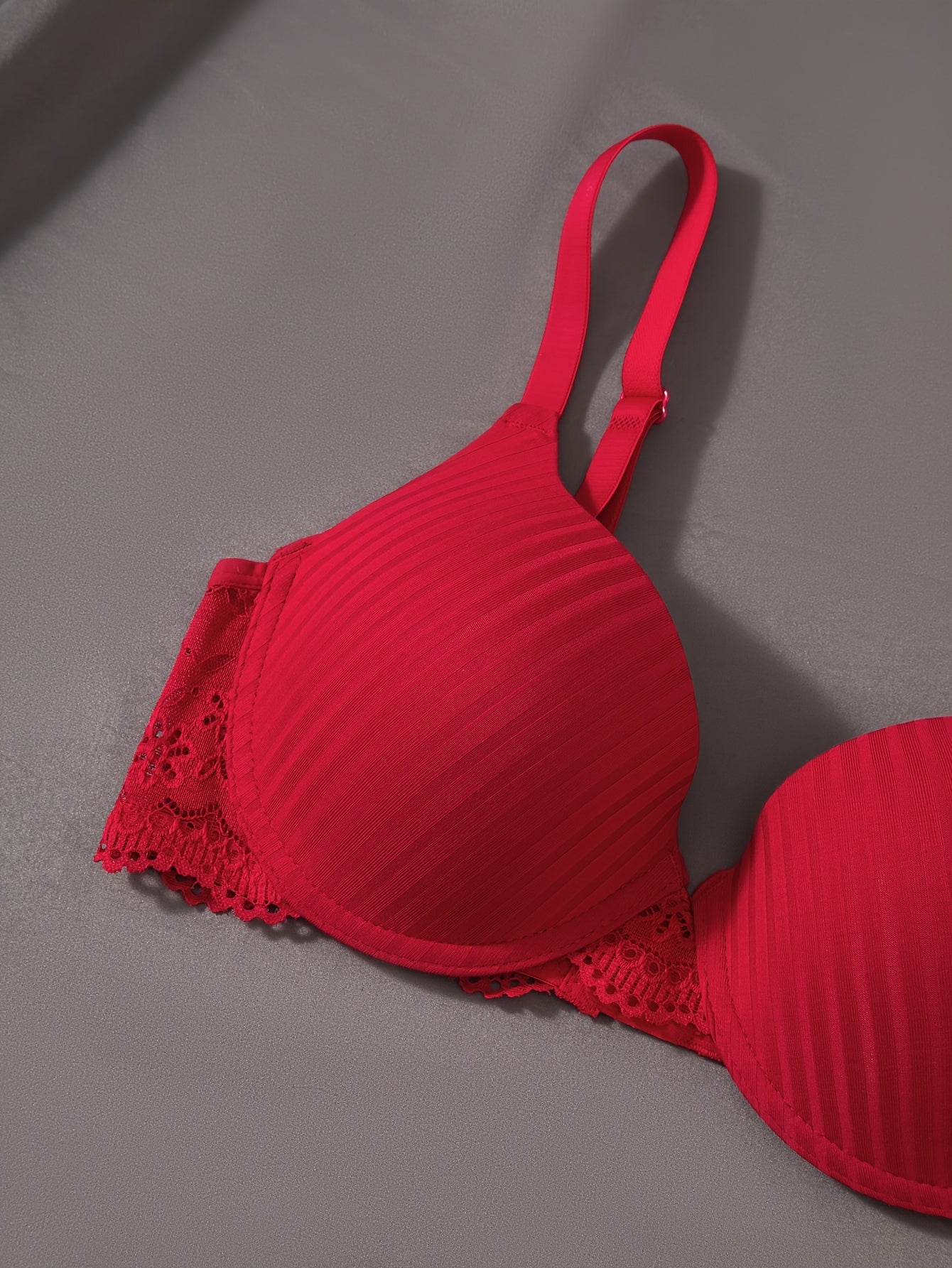 6pcs Women's Elegant Striped Push-Up Bra Set in Black, Beige, Red, White, Light Blue, Navy Blue - Soft, Breathable, Full Coverage Underwire Support with Lace Detailing | Comfortable Everyday Bras | Elegant Striped Bra Set | C