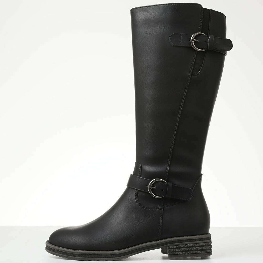 Thick Heel High Top Riding Boots