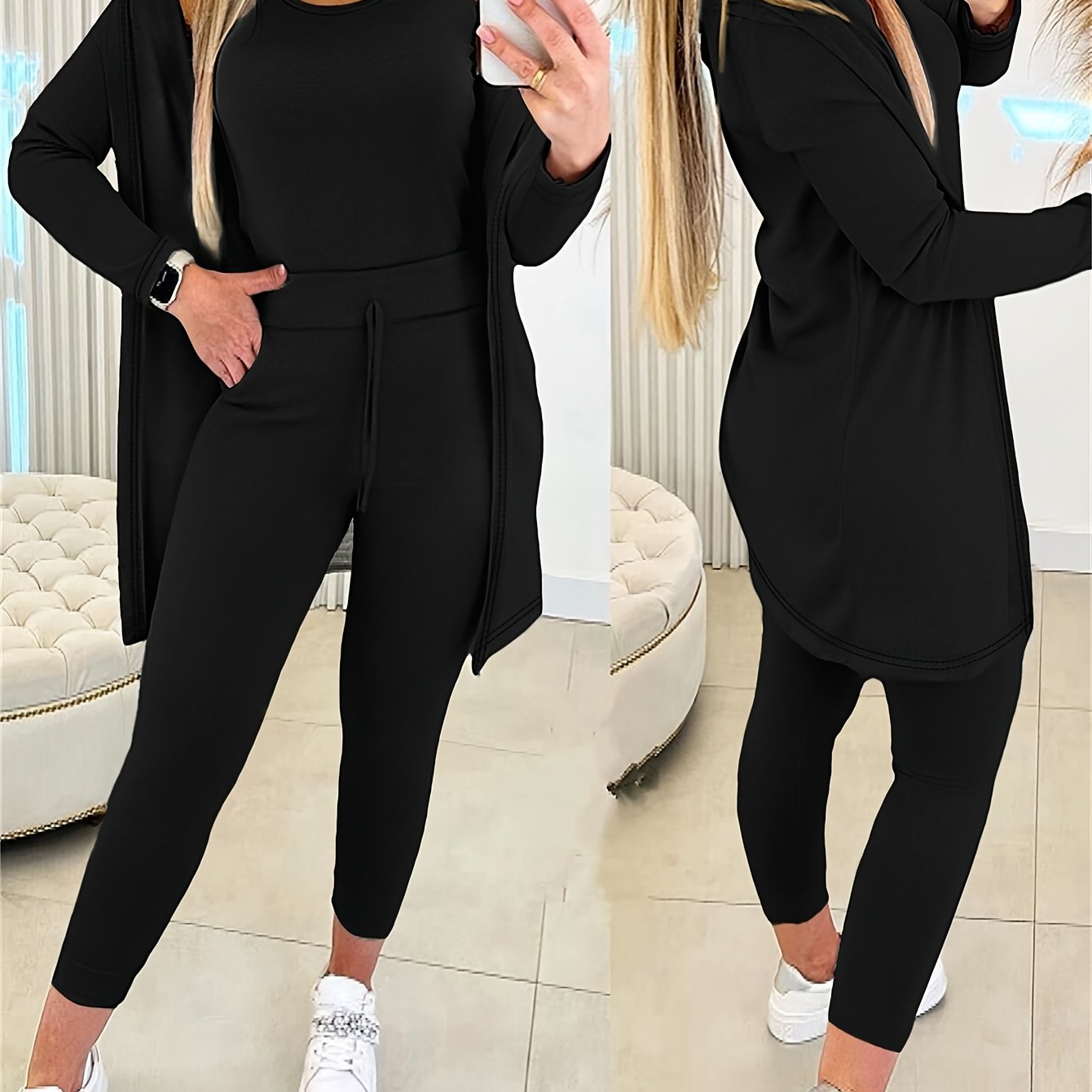 Women’s 3pcs Lounge Set – Tank Top, Coat & Pants Sweatsuit