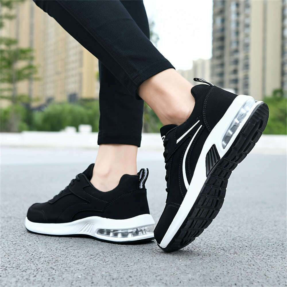 Lightweight Black Faux Leather Women's Sneakers