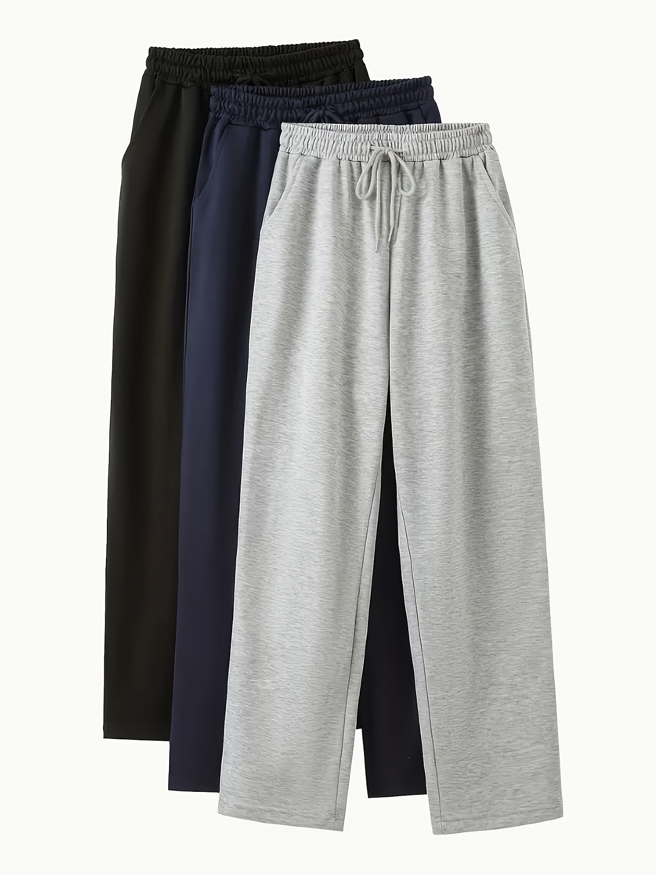 3pcs Women’s High-Waisted Casual Joggers Set – Drawstring Waist, Elastic Cuffs & Side Pockets