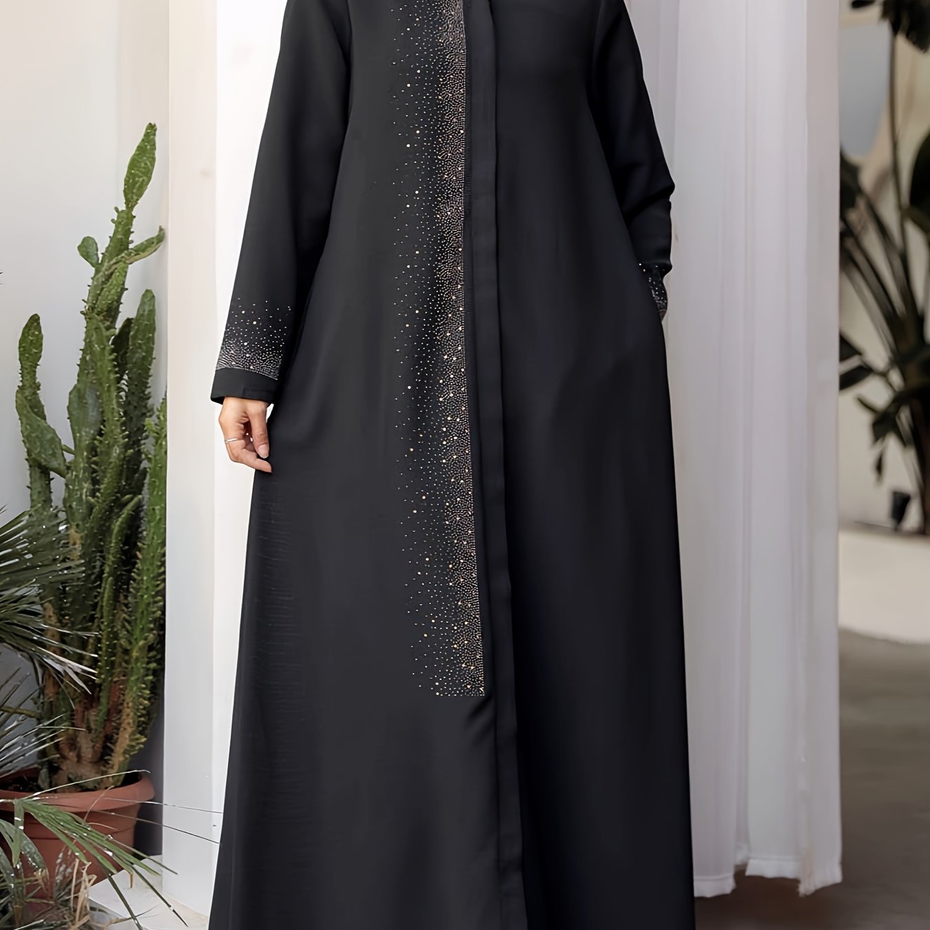 Gorgeous Solid Color Rhinestone Robe 6421