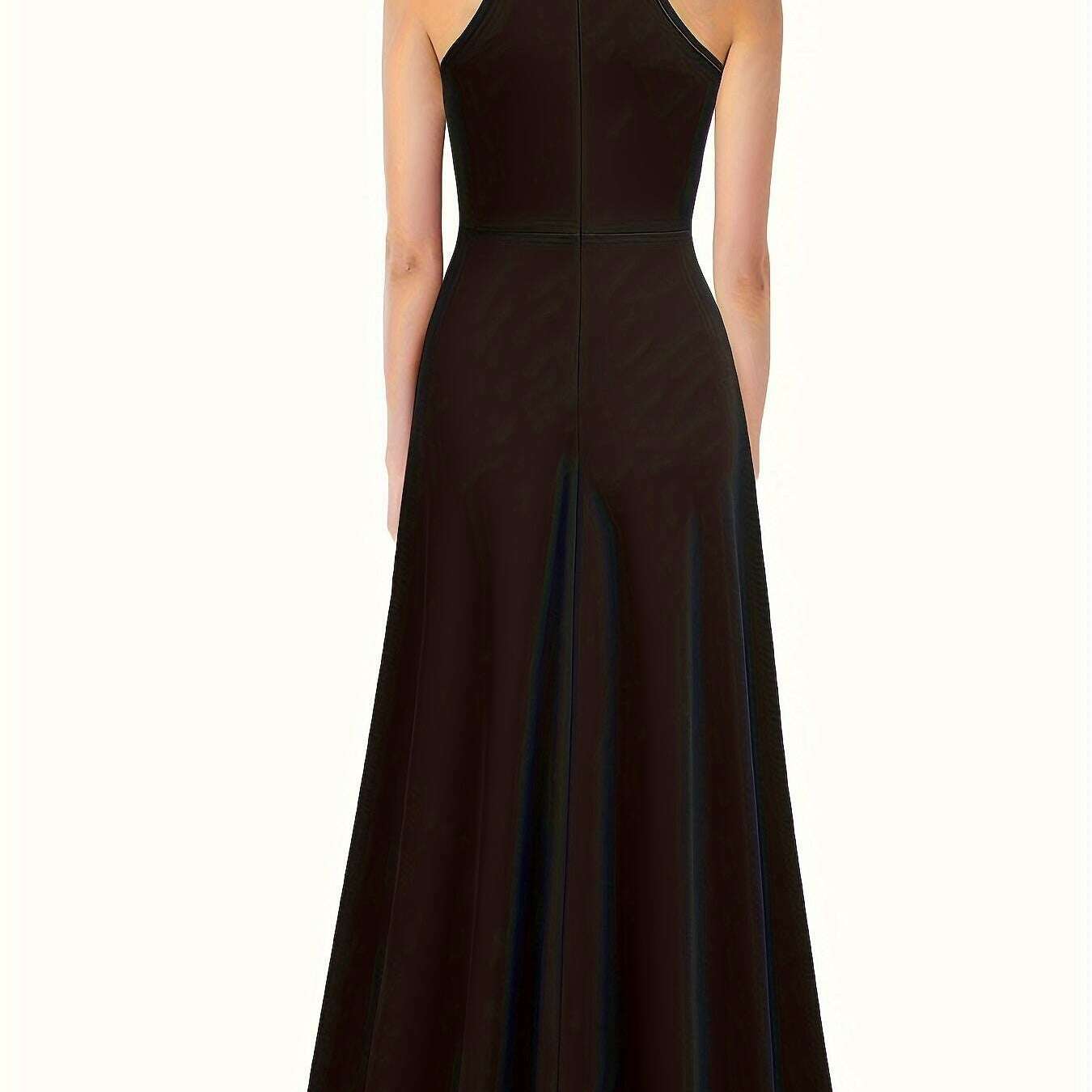 Solid Color Sleeveless Maxi Dress with Mock Neck & Split Detail - D&M Boutique