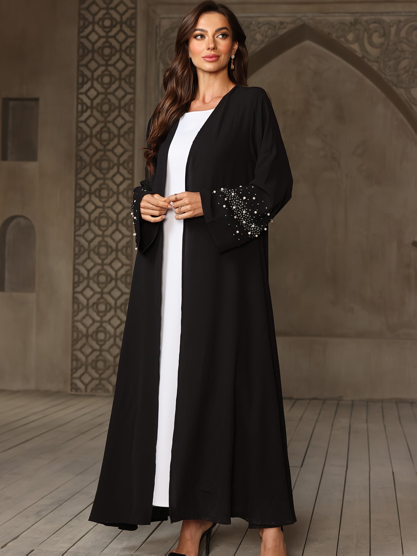 Women's Elegant Islamic Abaya Robe - Long Muslim Wedding & Everyday Prayer Dress with Headscarf, Formal/Informal Islamic Clothing, Non-Transparent Full Coverage, Hand Washable Religious Attire, Muslim Dress, Formal Event Atti
