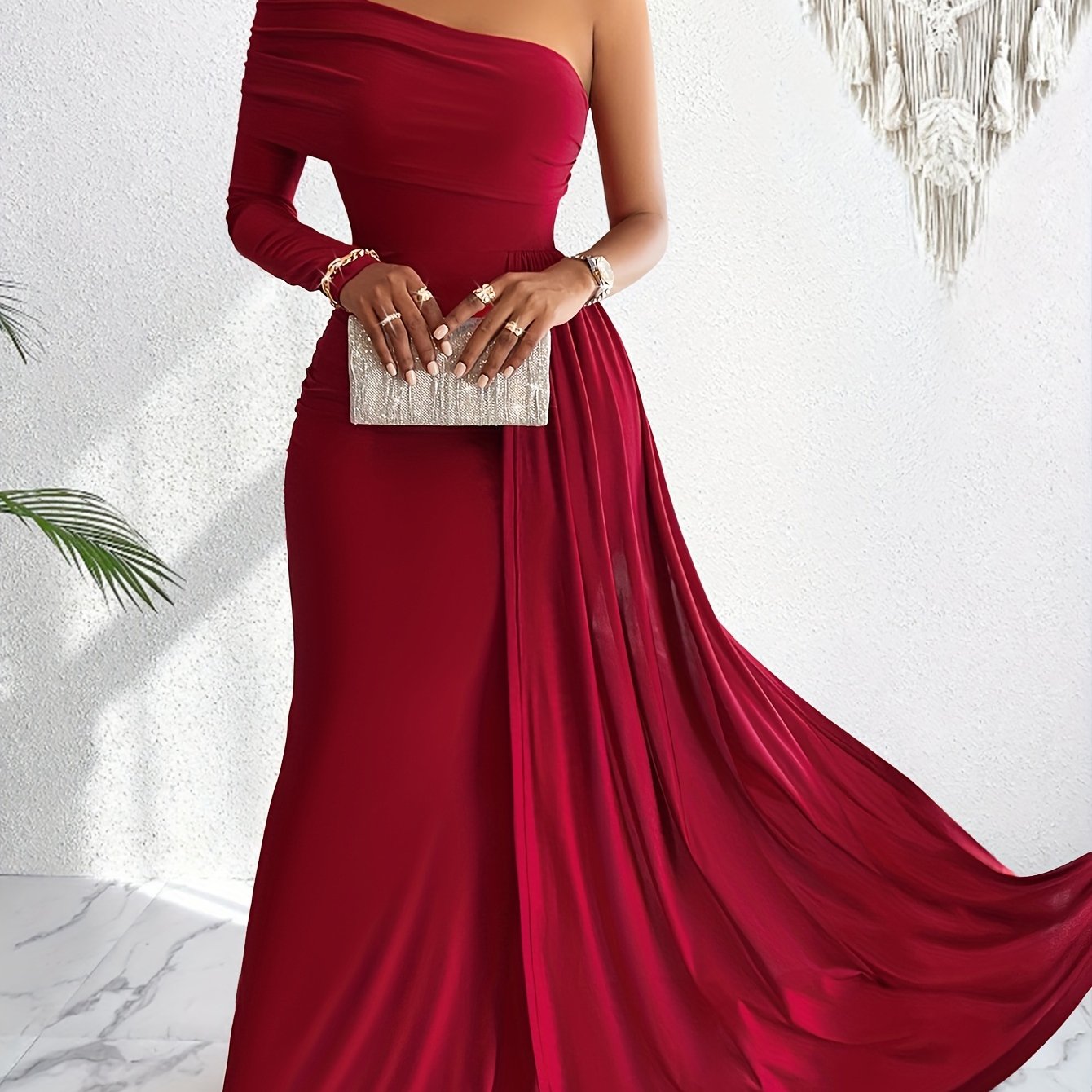 One-Shoulder Bodycon Swing Dress