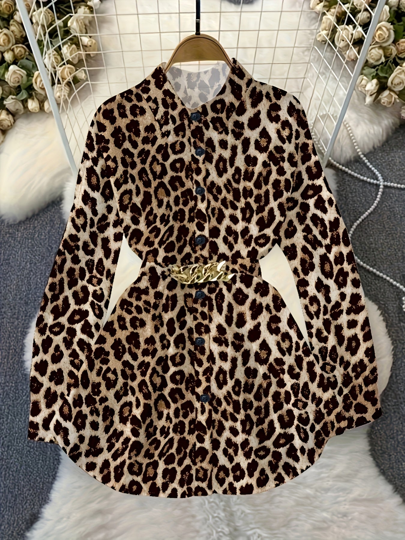 Loose Long-sleeved Casual Retro Style Women'S Top For Going Out; Fashionable Shirt With A Belt