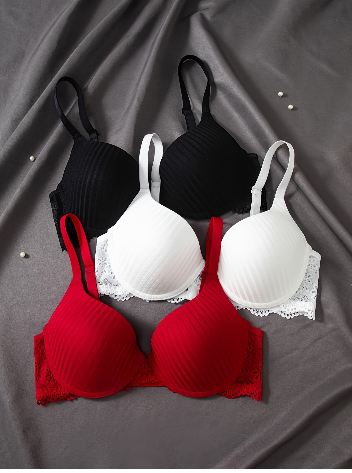 3pcs Fashion Lace Splicing Underwear with No Trace Collection and Accessory Breasts for Women'S Underwear