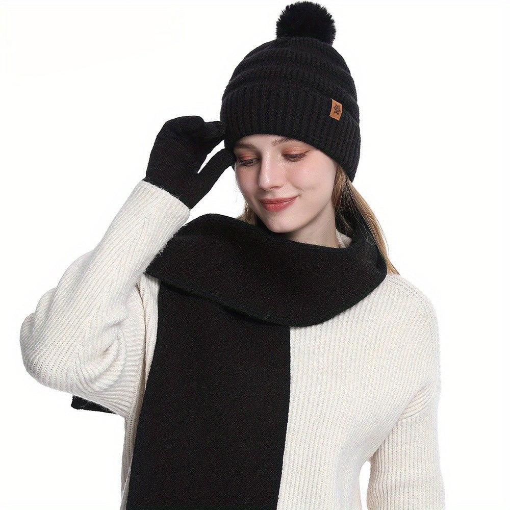Women’s 3pcs Winter Set – Hat, Scarf & Gloves