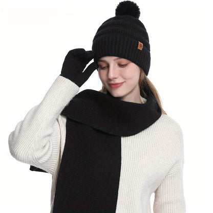 Women’s 3pcs Winter Set – Hat, Scarf & Gloves