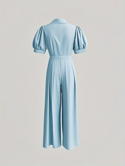 [Mint Green Jumpsuit] Mint Green Loose-Fit Jumpsuit | Women's Summer Solid Color Machine-Washable Jumpsuit for Casual & Professional Outfits, Wideleg Outfit, Nonstretch Fabric