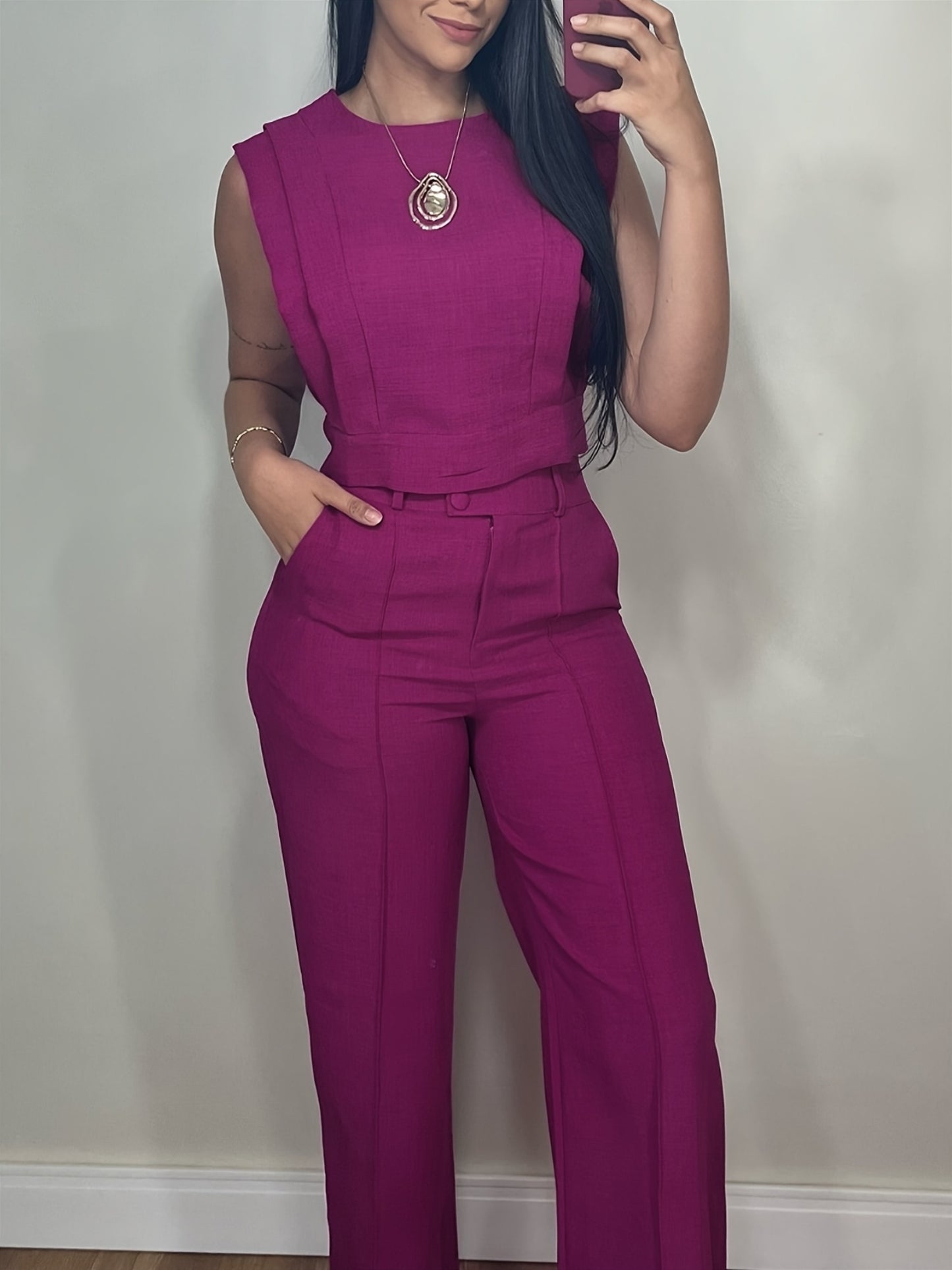 Women’s Casual Outfit Set – Short Sleeve Top & Pants