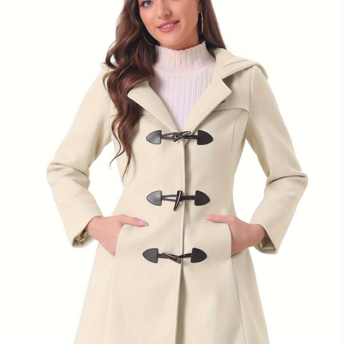 Winter Chic Hooded Toggle Duffle Pea Coat for Women