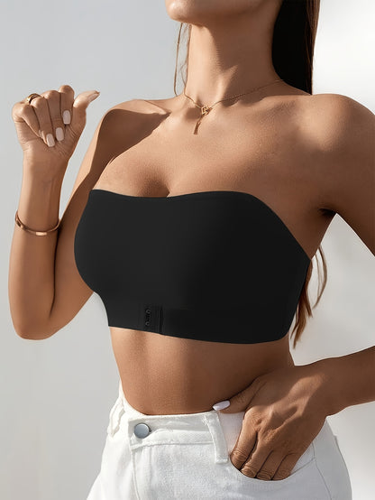 Women'S Seamless Strapless Bra Set- Comfortable Wireless Thickened Design, Black and White Options