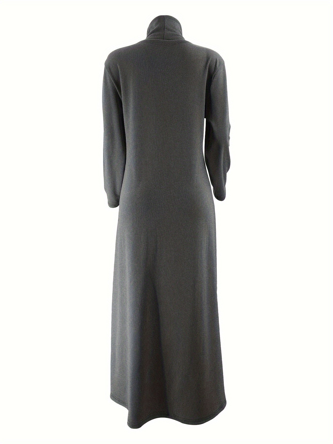 [Polyester Blend Casual Dress] Machine Washable Polyester & Spandex Blend Elegant Solid Color Long Casual Dress for Women - Perfect for All Seasons
