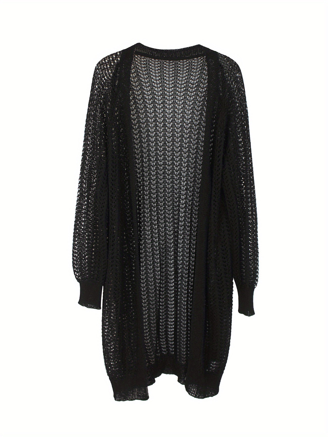 Women's Lightweight Openwork Cardigan - Semi-Sheer Long Sleeve Sweater Coat, Loose Fit Beach to Everyday Outfits - Easy Care Hand Washable Outerwear for Women, Autumn Wear, Boho Chic, Delicate Weave, Sheer Top, Fashion Lovers
