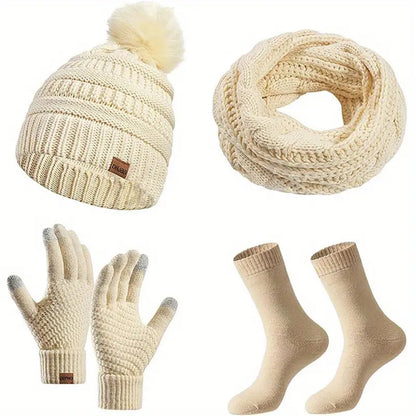 Women’s Winter Warmth Set – Hat, Scarf, Gloves & Socks