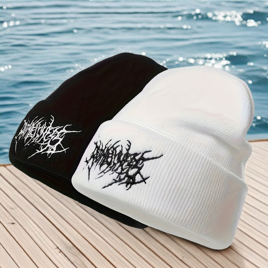 2-Pack Gothic Embroidery Beanie – Unisex Winter Cap
