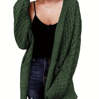 Cozy Longline Cardigan – Women's Casual Open Front Button-Up Sweater