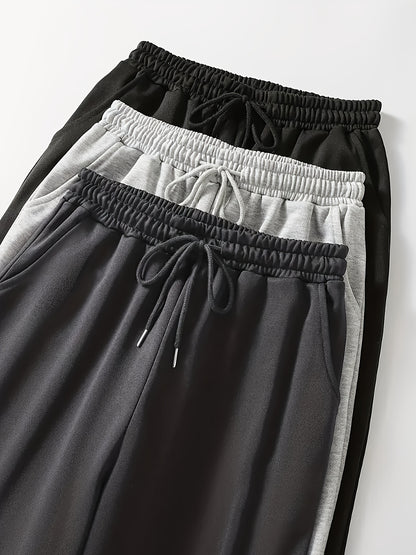 3pcs Women’s High-Waisted Casual Joggers Set – Drawstring Waist, Elastic Cuffs & Side Pockets
