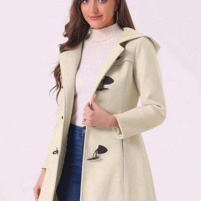 Winter Chic Hooded Toggle Duffle Pea Coat for Women