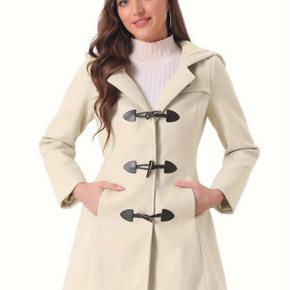 Winter Chic Hooded Toggle Duffle Pea Coat for Women