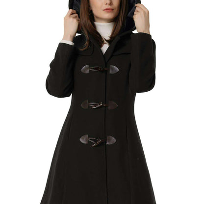 Winter Chic Hooded Toggle Duffle Pea Coat for Women