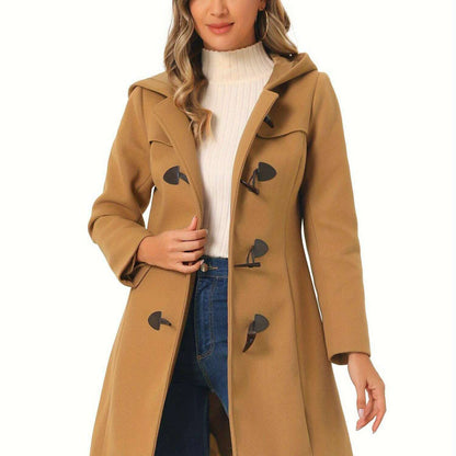 Winter Chic Hooded Toggle Duffle Pea Coat for Women