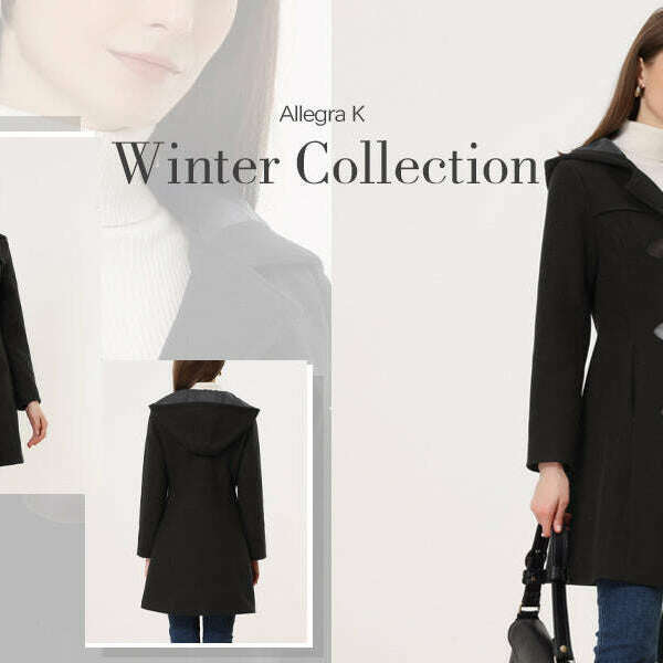 Winter Chic Hooded Toggle Duffle Pea Coat for Women