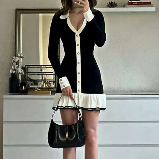Tossy Ruffled Bow Knit Mini Dress