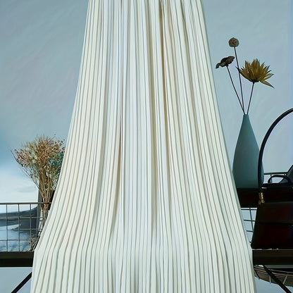 [Chic Pleated] High-Waisted Flowy Chiffon Skirt A-Line Midi Long Dress for Women