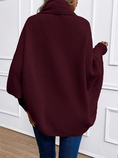 [Elegant Cardigan] Lightweight Polyester Elegant Women's Solid Color Bell Sleeve Cardigan | Contrast Collar, Perfect for Spring/Fall & Winter, Autumn Winter Fashion