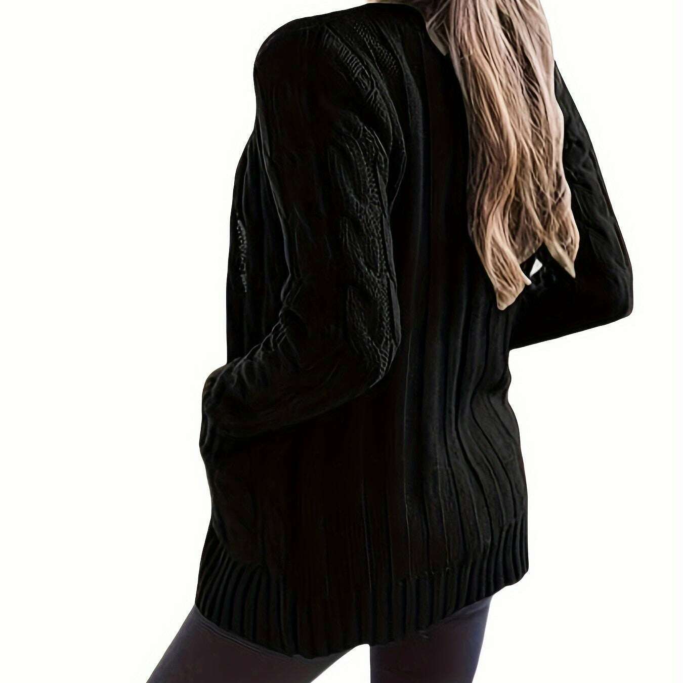 V-Neck Long Sleeve Knitted Cardigan with Pockets