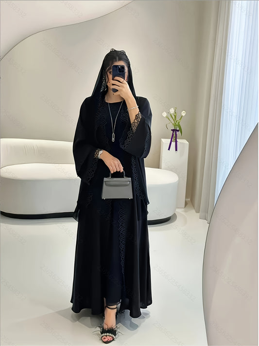 Open Robe Set with Lace, Sleeveless Vest Dress 2pcs - Lightweight, Simple and Breathable, Suitable for Spring/Summer