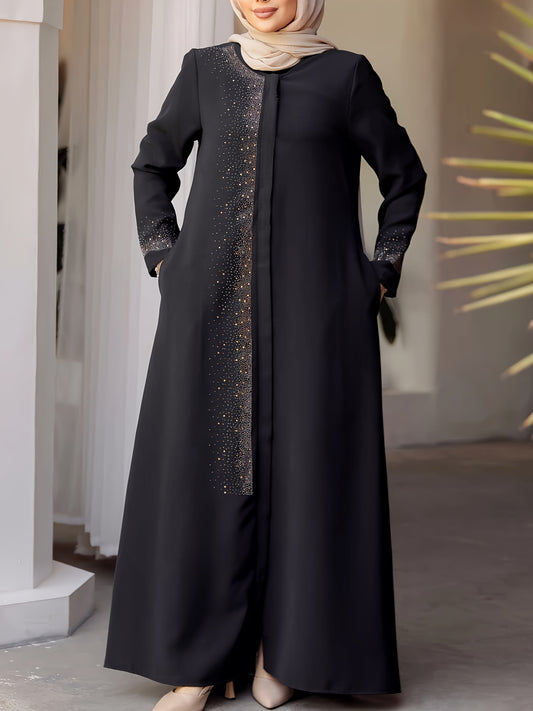 Gorgeous Solid Color Rhinestone Robe 6421