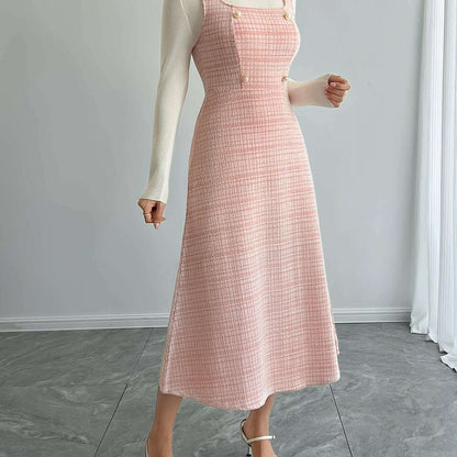 Polyester Blend Tartan Knit Dress