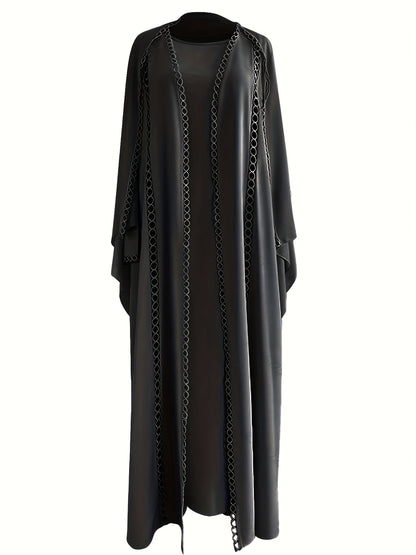 Open Robe Set with Lace, Sleeveless Underdress and Chiffon Headscarf - Lightweight, Simple, and Breathable for Spring/Summer