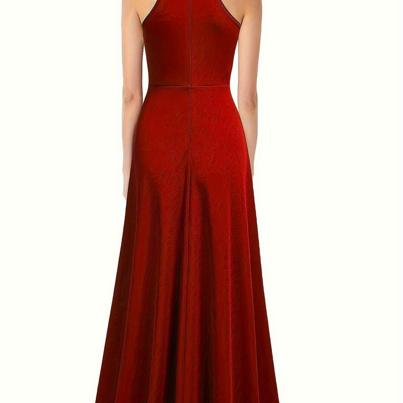 Solid Color Sleeveless Maxi Dress with Mock Neck & Split Detail - D&M Boutique