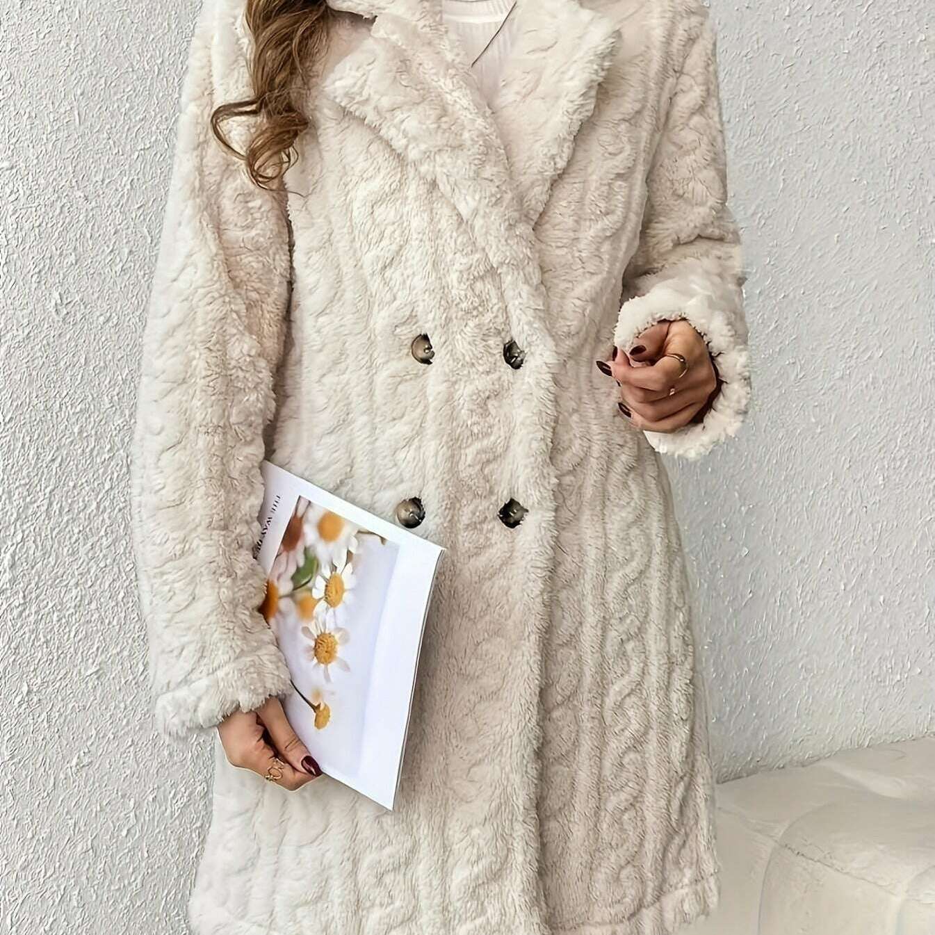 Elegant Double-Breasted Teddy Bear Coat for Women