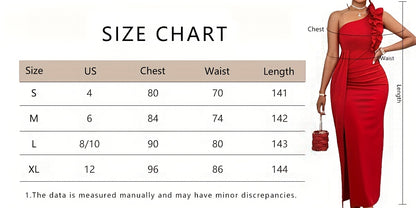 Women'S Elegant Formal Party dress - Sleeveless One-Shoulder Evening gown, Bodycon Fit with Asymmetric Neckline, Red Formal event dress for Women - Perfect for Valentine's, Galas, Proms, Weddings - Sophisticated Party Outfit,