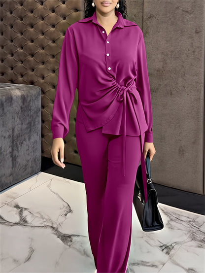 Women’s Blouse & Pants Set – Fall/Winter Casual Outfit